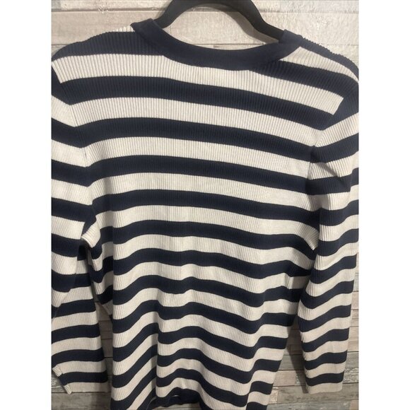 Women’s Lane Bryant sweater lace up striped blue white plus size 18/20 - Picture 5 of 8